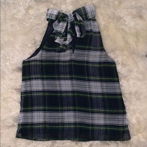 EUC J. Crew silk tartan halter top size 6